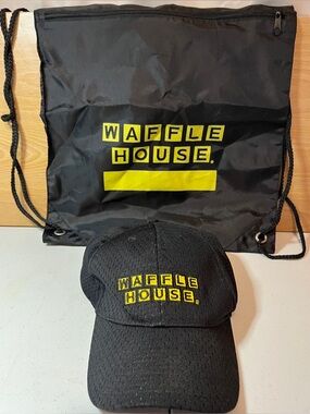 Vintage Waffle House Hat And Waffle House Drawstring Back Pack